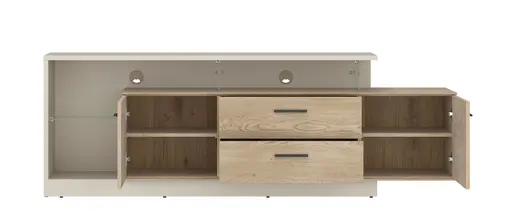 TV-Lowboard - B ca. 191,5 cm, Cremona Eiche Torro Nachbildung, Kaschmir