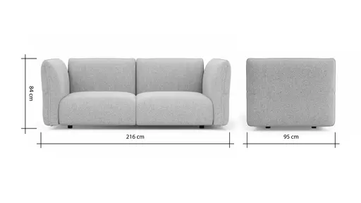 Sofa Motone - 3-Sitzer, Stoff, Beige