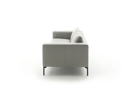 Sofa Lenni Full - 2-Sitzer, Leder, Steingrau, bündige Kissen