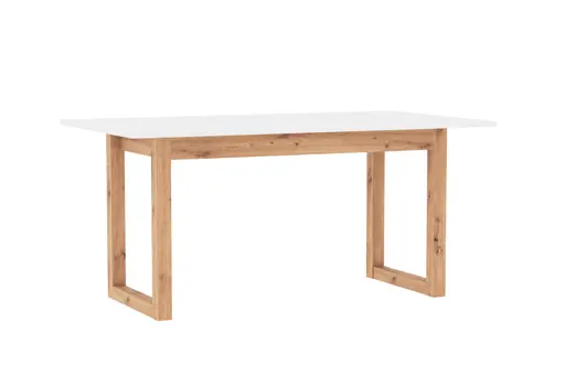 Esstisch - ausziehbar, LB ca. 160x80 cm, Weiß, Artisan Eiche Nachbildung