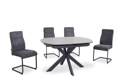 Esstisch MEGGIE - ausziehbar, LB ca. 130x100 cm, Glaskeramik, Grau