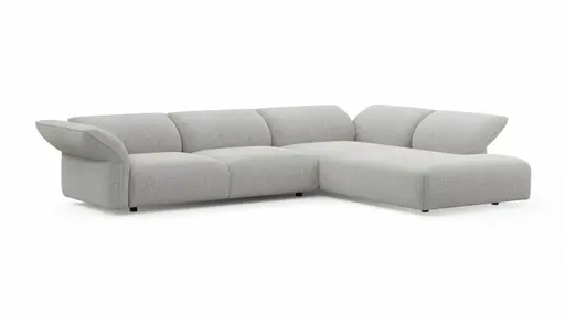 Ecksofa Motone - 2,5-Sitzer mit Ecke rechts, Stoff, Hellgrau