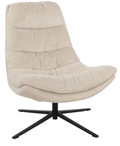 Relaxsessel mit Hocker - drehbar, Cord, Beige