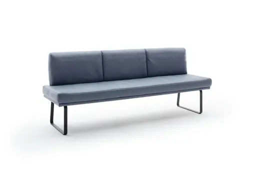 Bank Valloni - B ca. 221 cm, mit Rückenlehne, Leder, Hellblau