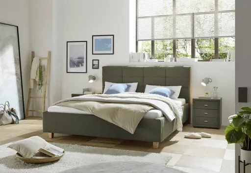 Polsterbett EM Maribor - Liegefläche ca. 180x200 cm, Stoff, grün