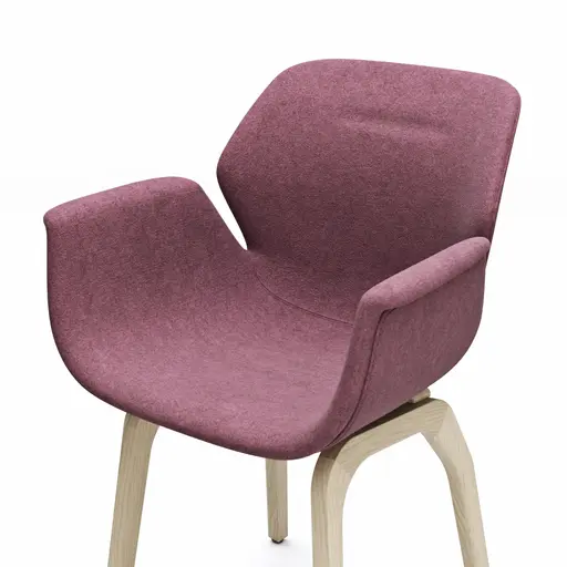 Armlehnstuhl Tooon - Stoff Beere, Gestell Holz