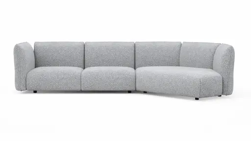 Trapezsofa Motone - 2-Sitzer mit Ecke rechts, Stoff, Hellgrau