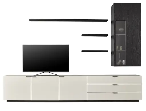 Wohnwand 4450 - Lack, Grau