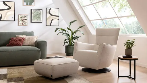 Sessel Lilaia - inkl. Dreh- und Wippfunktion, Stoff, Creme