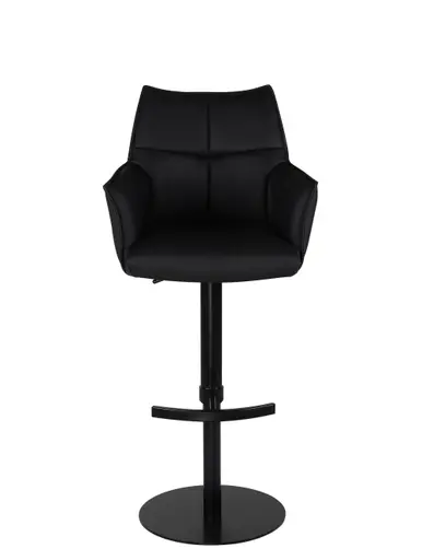 Barhocker MELE - drehbar, höhenverstellbar, Leder, Schwarz