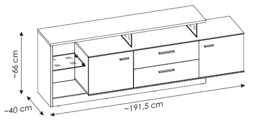TV-Lowboard - B ca. 191,5 cm, Cremona Eiche Torro Nachbildung, Kaschmir
