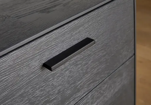 Lowboard Estana - Eiche massiv, Anthrazit 