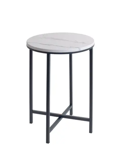 Beistelltisch - Ø/H ca. 39x53 cm, Marmoroptik, Anthrazit