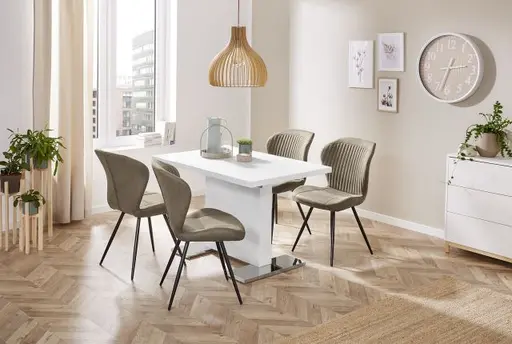 Esstisch - ausziehbar, LB ca. 120x80 cm, Weiß, Hochglanz