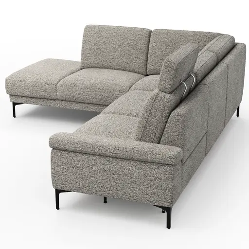 Ecksofa Matero - Ecke mit 2-Sitzer rechts inkl. Relaxfunktion motorisch und Sitzvorzug, Stoff, Graubeige