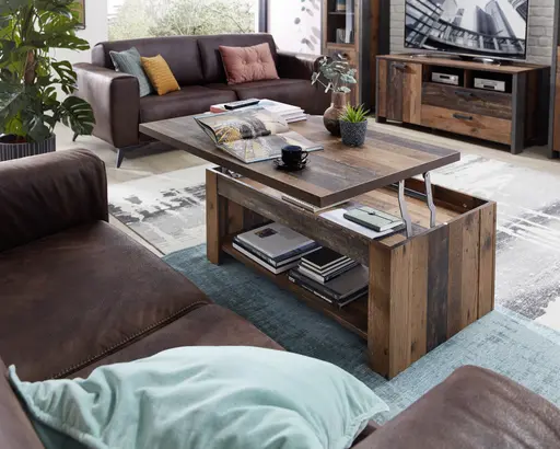 Couchtisch FEA - höhenverstellbar, LB ca. 110x65 cm, Old-Wood Vintage Dekor