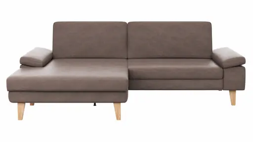 Ecksofa Houston - Longchair groß links mit 1,75-Sitzer, inkl. Sitztiefenverstellung und Armlehne klappbar, Leder, Dunkelbraun
