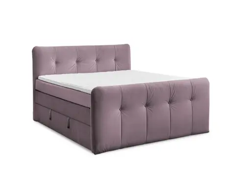 Boxspringbett HOLLIE- Liegefläche ca. 180x200 cm, Stoff, Brombeere, TFK H3/TFK H3