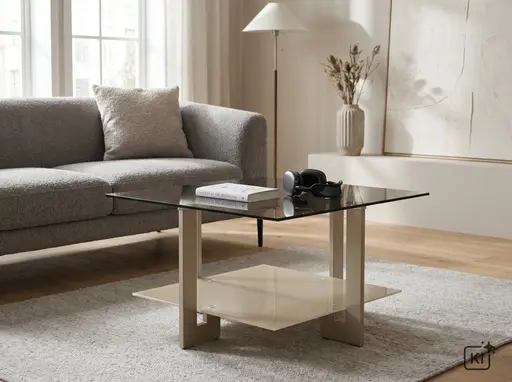 Couchtisch - LB ca. 75x75 cm, Bronze, Cremeweiß
