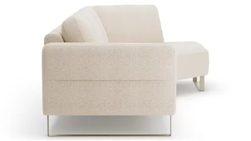 Ecksofa Leona - 2,5-Sitzer mit Ecke rechts, Stoff, Creme