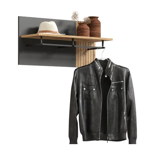 Garderobenpaneel - B ca. 80 cm, Anthrazit, Eiche Coast Evoke Nachbildung