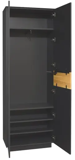 Garderobenschrank - mit Beleuchtung, B ca. 72 cm, Anthrazit, Eiche massiv