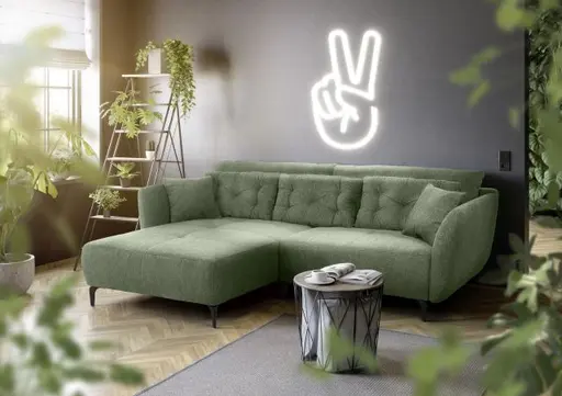 Ecksofa JANEK - 2,5-Sitzer, Ecke rechts, Stoff, Dunkelgrün