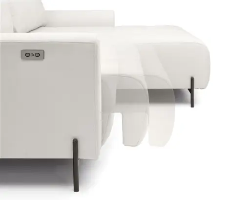 Ecksofa - 2-Sitzer mit Longchair rechts, Sitztiefe verstellbar motorisch, Stoff, Sand