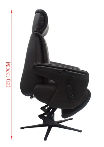 TV-Sessel MATHIS - drehbar, Aufstehhilfe, Relaxfunktion, Kopfteilverstellung, Leder, Chocolate