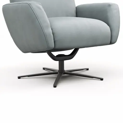 Einzelsessel Terni - Relaxfunktion, Sternfuss, Leder, Hellblau