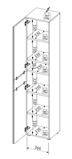 Büroschrank - B ca. 40 cm, Riva Eiche Nachbildung, Kaschmir