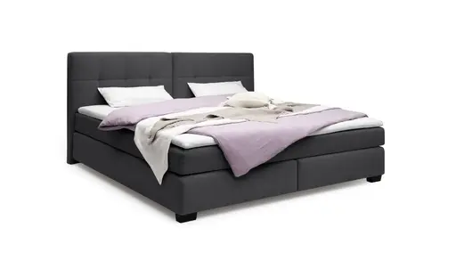 Boxspringbett JILA- Ligefläche ca. 240x200 cm, Stoff, Schwarz