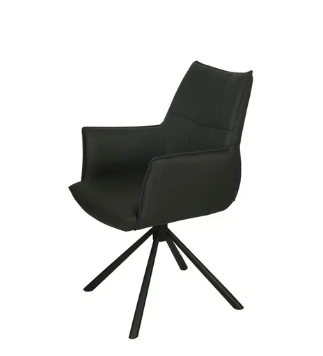 Armlehnstuhl MAKANA - drehbar, Stoff, Schwarz