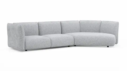 Trapezsofa Motone - 2-Sitzer mit Ecke rechts, Stoff, Hellgrau