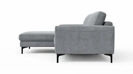 Ecksofa Oviedo - Longchair links mit 1,5-Sitzer inkl. Relaxfunktion (motorisch), Stoff, Grau