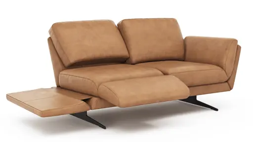 Sofa Tova - 2-Sitzer inkl. Rücken- und Armlehnfunktion, Kufe, Leder, Cognac