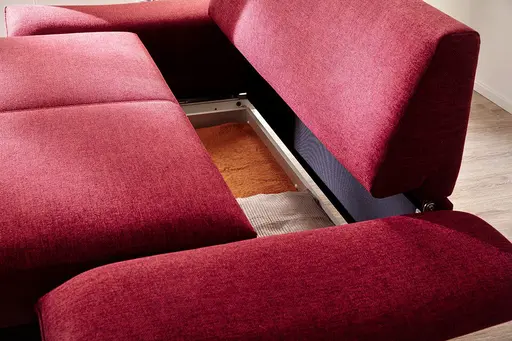 Sofa - 2-Sitzer, Relaxfunktion/Schlaffunktion, Stoff, Rot