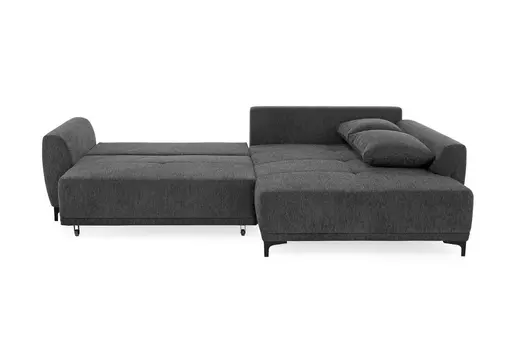Ecksofa JACEK - 3-Sitzer, Ecke rechts inkl. Schlaffunktion mit Bettkasten, Stoff, Dunkelgrau