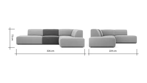 Ecksofa Elementos - Abschlusselement mit 1-Sitzer und Ecke rechts, Stoff, Natur