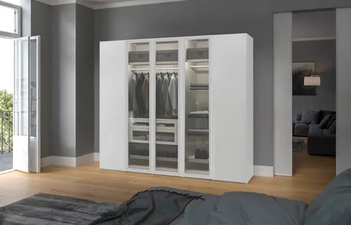 Drehtürenschrank JOIN IT- B ca. 252 cm, Weiss, Glas
