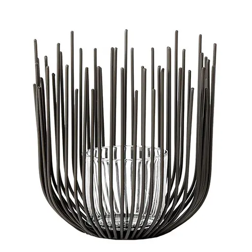 Windlicht - Eisen/Glas - HD ca. 30x25 cm - Schwarzbraun/Klar