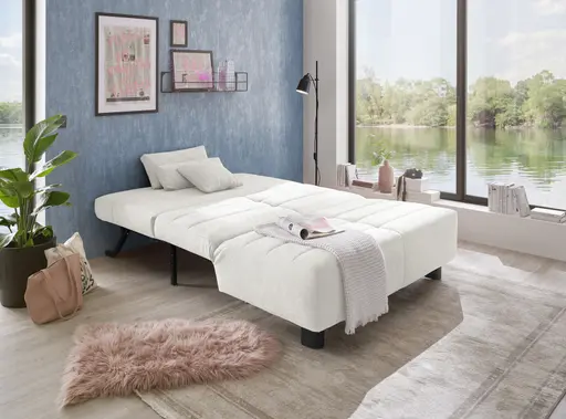  Faltsofa Easy - 2-Sitzer ohne Armlehne, ca. 140 cm inkl. Schlaffunktion, Stoff, Creme
