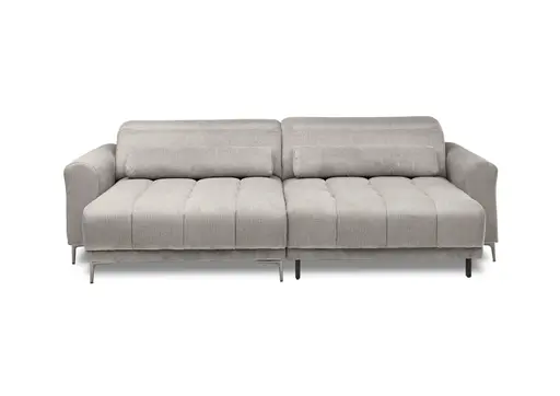 Ecksofa MINAO - 1,5-Sitzer mit Longchair rechts, Sitztiefe verstellbar motorisch, Kopfteil verstellbar, Stoff, Truffle