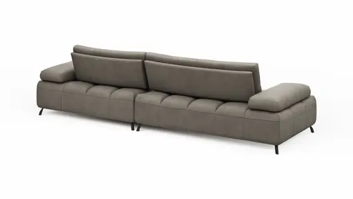 Ecksofa Comodo - 2-sitzer, Longchair rechts, Leder, Taupe