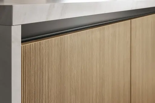 Inselküche 51.230 13 525, Stahlblau matt