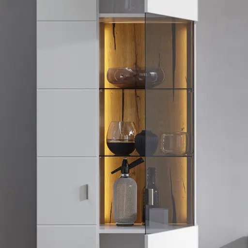 Wohnwand Rubia - inkl. Beleuchtung, Lack, Weiß