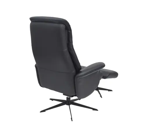 TV-Sessel MENNIS mit Hocker - drehbar, Relaxfunktion, Kopfteilverstellung, Leder, Schwarz