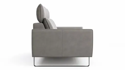 Sofa Avela - 3-Sitzer inkl. Kopfteil verstellbar, Leder, Steingrau