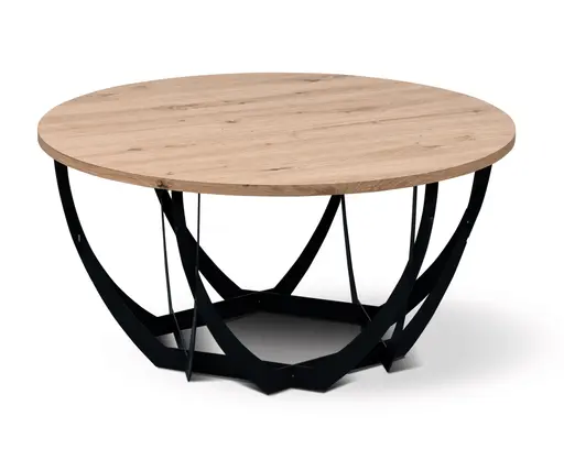 Couchtisch - Ø/H ca. 80x40 cm, Artisan Eiche Nachbildung, Schwarz