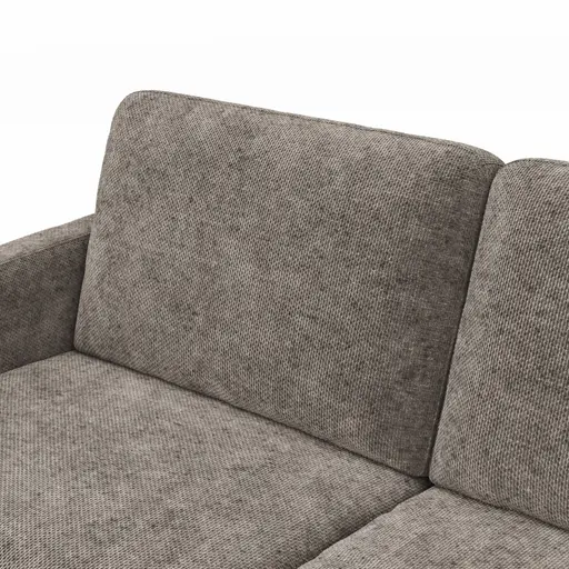 Ecksofa Enna - 3-Sitzer mit Longchair rechts, Armlehne A, Stoff, Graubraun
